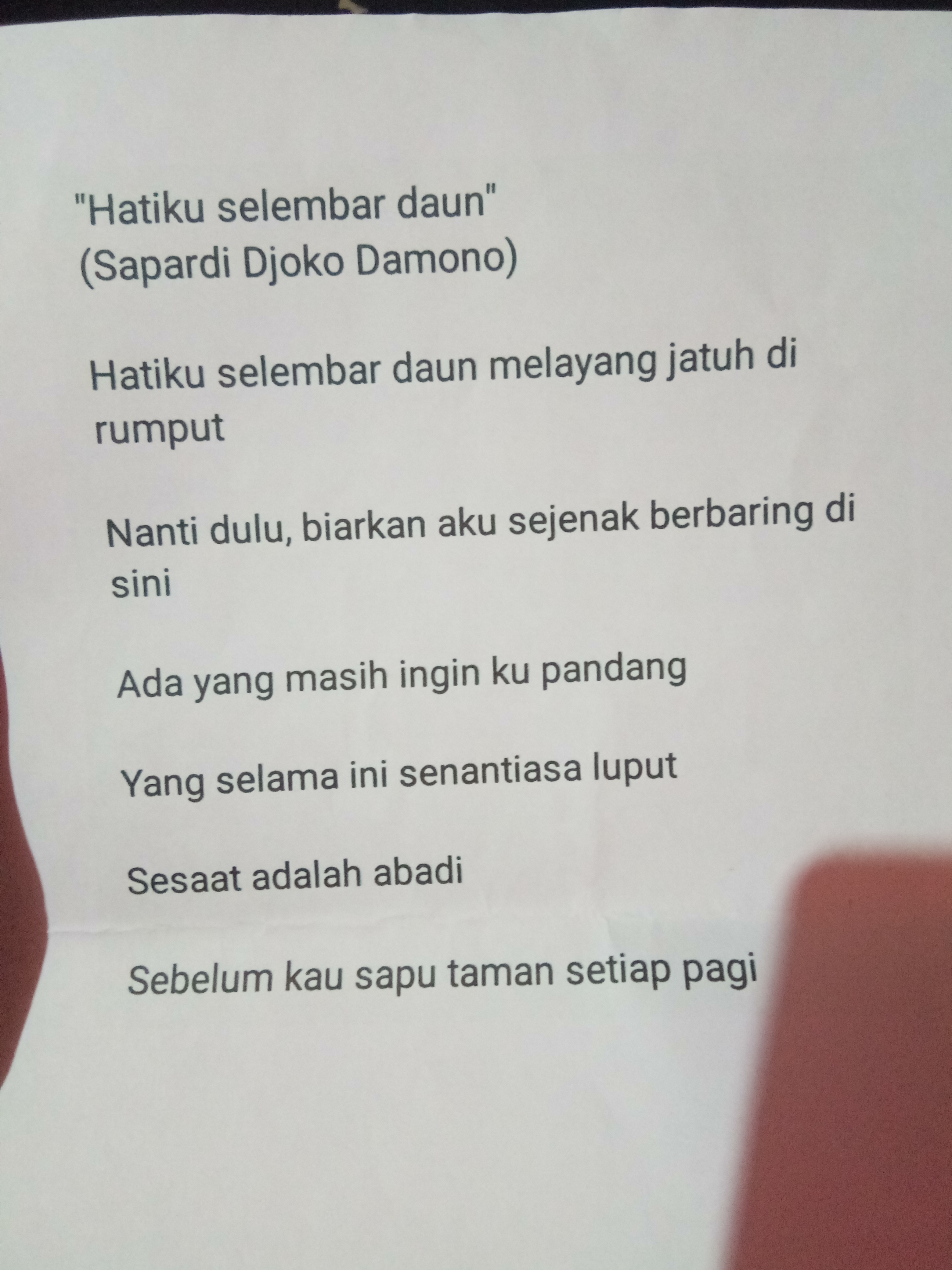 Detail Puisi Hatiku Selembar Daun Nomer 8