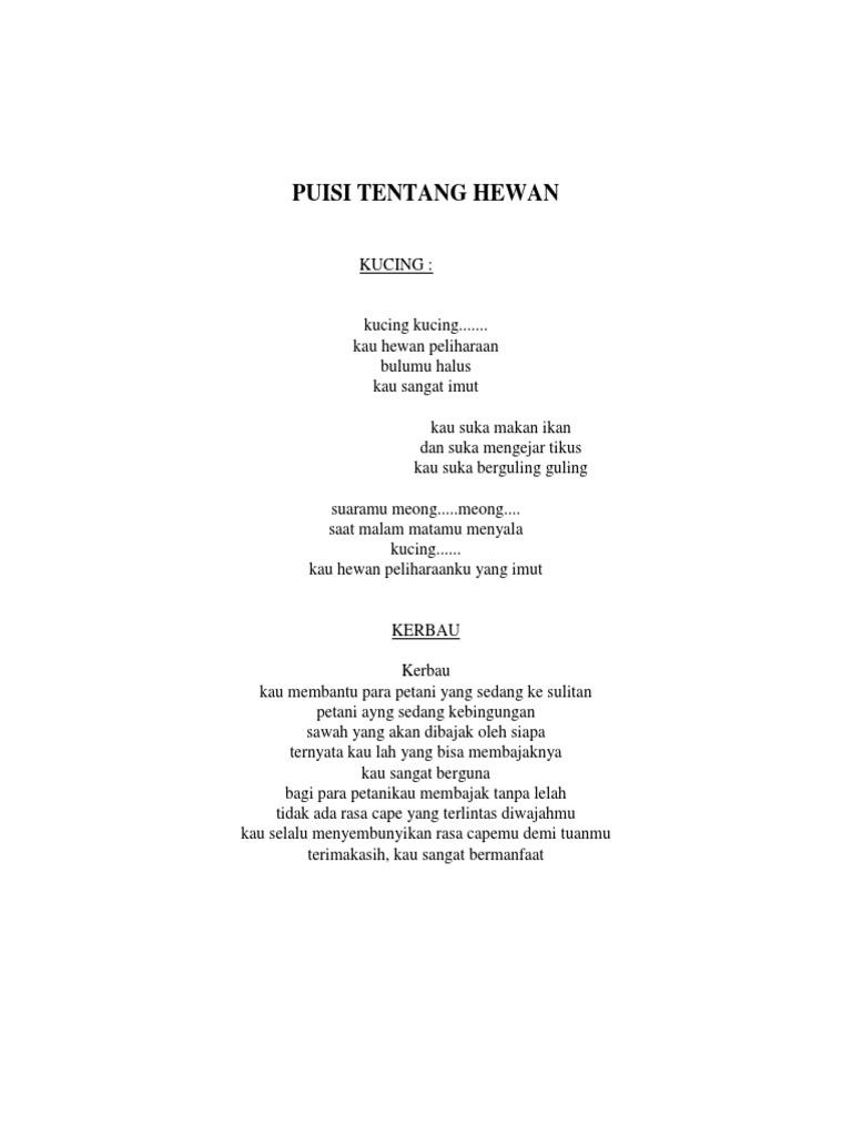 Detail Puisi Hewan Peliharaan Nomer 3