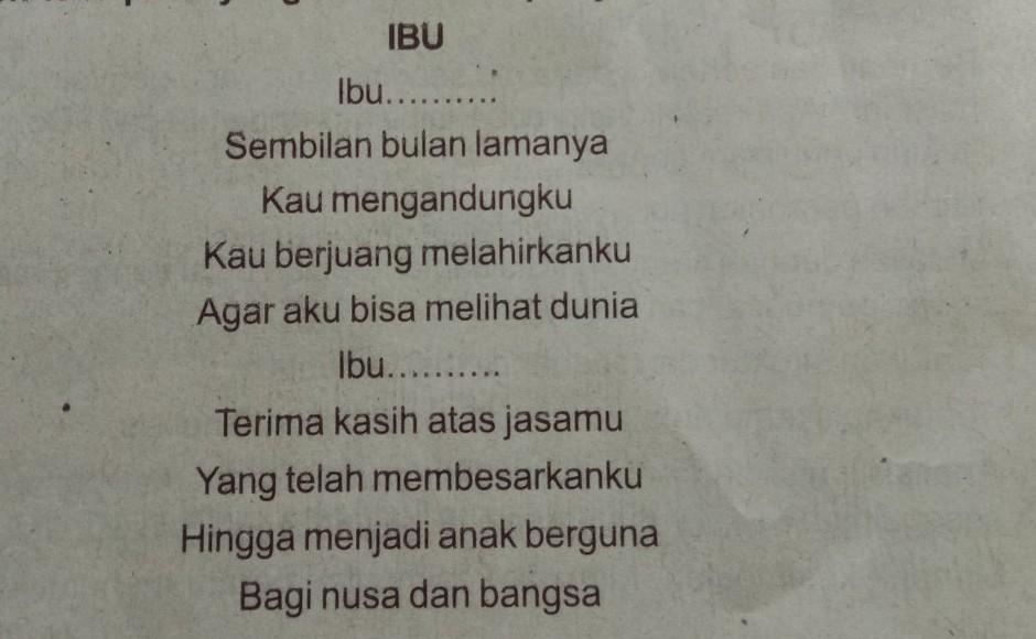 Detail Puisi Ibu 2 Bait Nomer 15