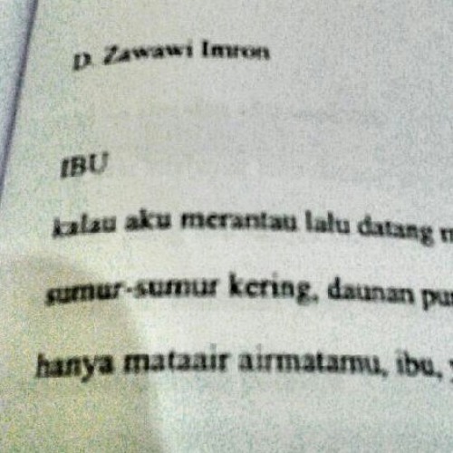Detail Puisi Ibu D Zawawi Imron Nomer 4