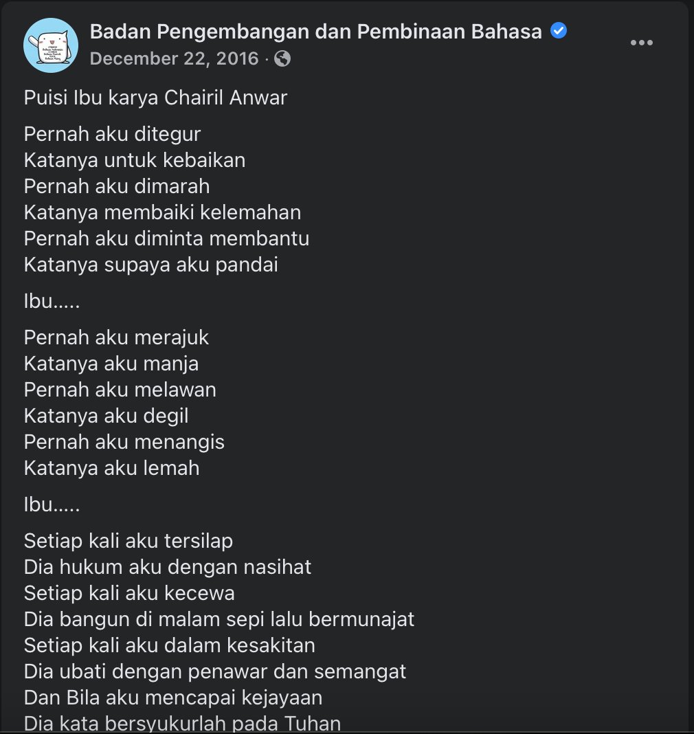 Detail Puisi Ibu Karya Chairil Anwar Nomer 6