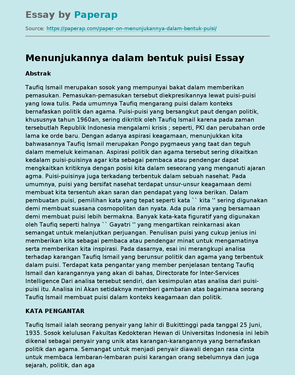 Detail Puisi Ibu Karya Taufik Ismail Nomer 41