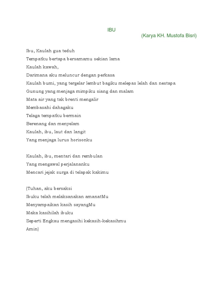 Detail Puisi Ibu Mustofa Bisri Nomer 15