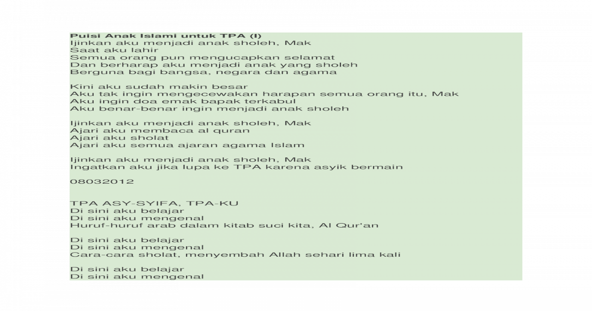 Detail Puisi Islami Anak Nomer 42