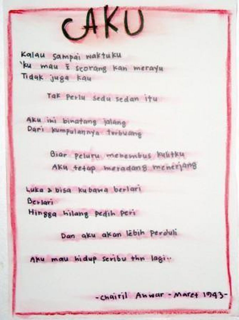 Detail Puisi Judul Aku Karya Chairil Anwar Nomer 17