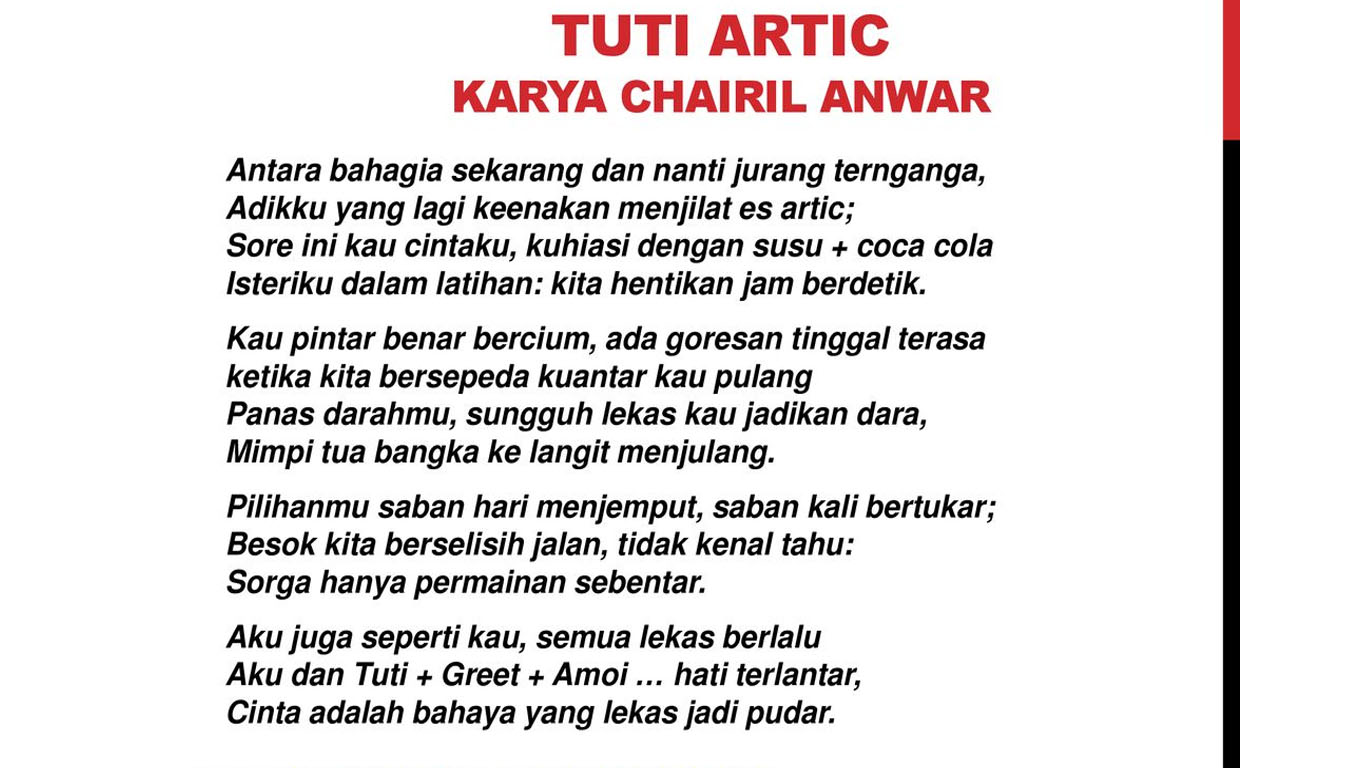 Detail Puisi Judul Aku Karya Chairil Anwar Nomer 30