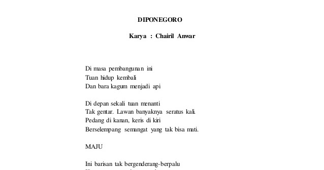 Detail Puisi Judul Aku Karya Chairil Anwar Nomer 40