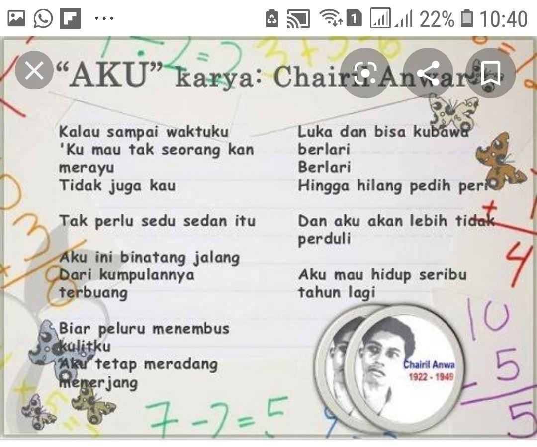 Detail Puisi Judul Aku Karya Chairil Anwar Nomer 5