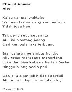 Detail Puisi Karya Chairil Anwar Aku Nomer 23