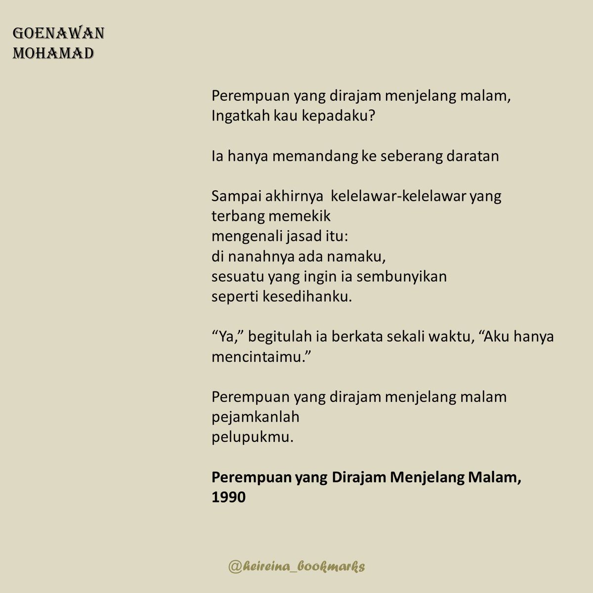 Detail Puisi Karya Goenawan Mohamad Nomer 11