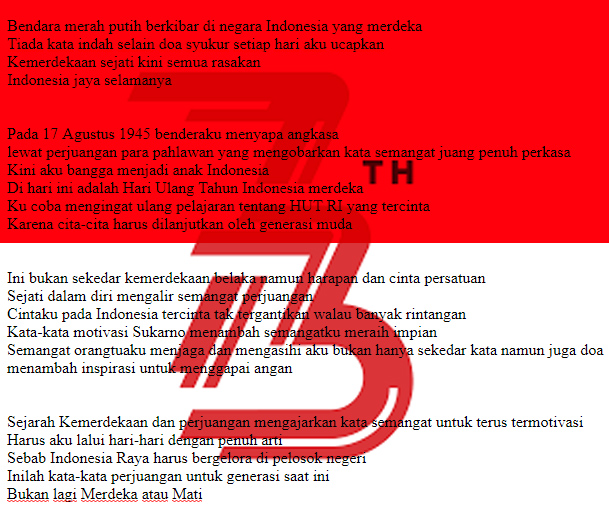 Detail Puisi Kemerdekaan Republik Indonesia Nomer 7