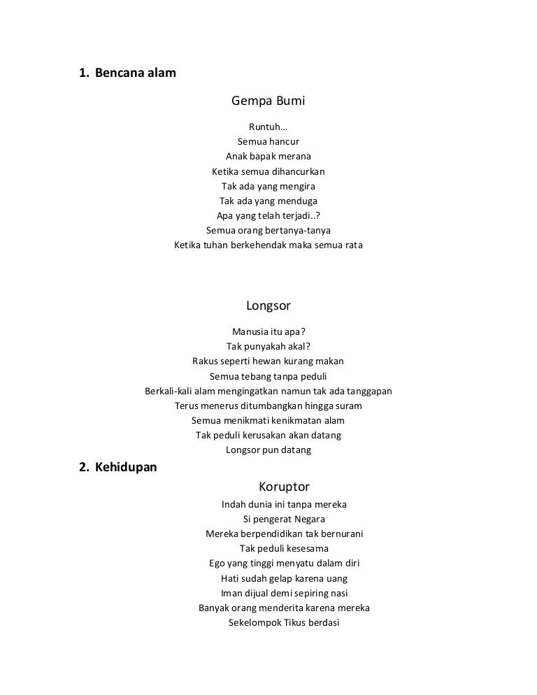 Detail Puisi Kerusakan Alam Nomer 3