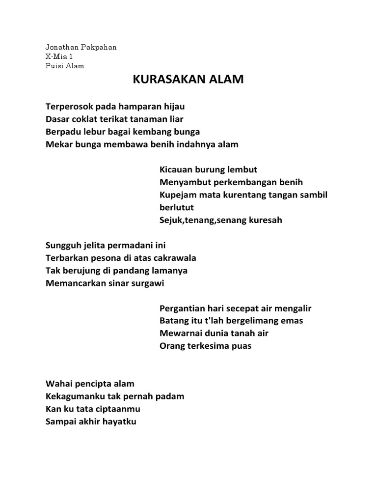 Detail Puisi Kerusakan Alam Nomer 21