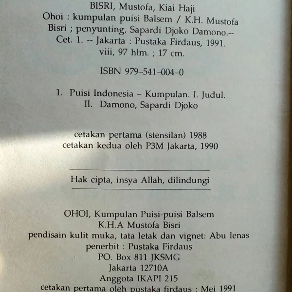 Detail Puisi Kh Mustofa Bisri Nomer 28