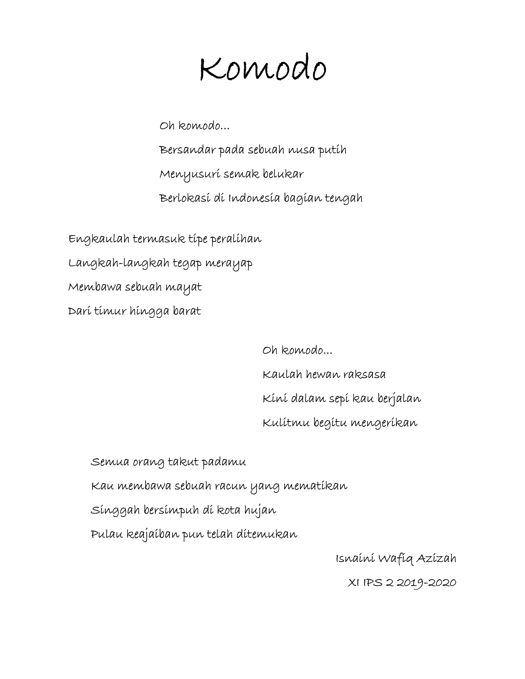 Detail Puisi Komodo Pendek Nomer 13