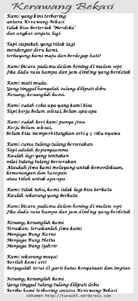 Detail Puisi Krawang Bekasi Chairil Anwar Nomer 8