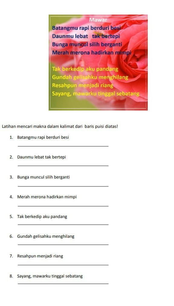 Detail Puisi Mawar Merah Nomer 8