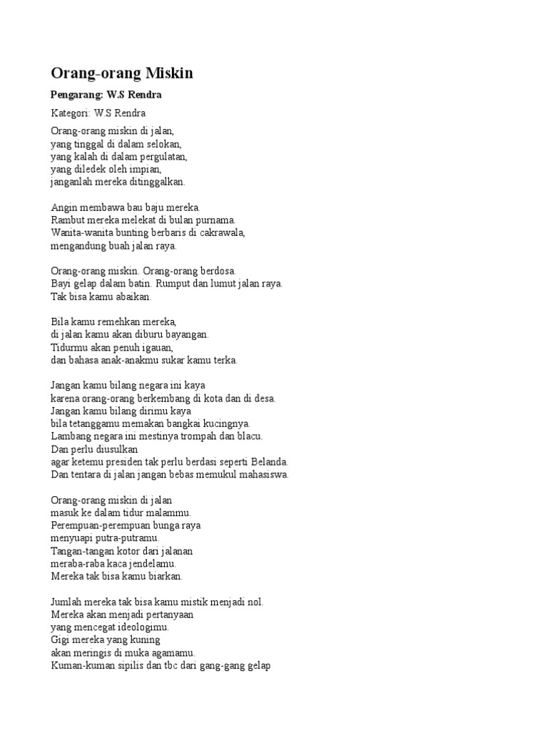 Detail Puisi Orang Miskin Nomer 26