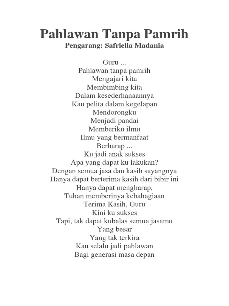 Detail Puisi Pahlawan Anak Sd Nomer 12
