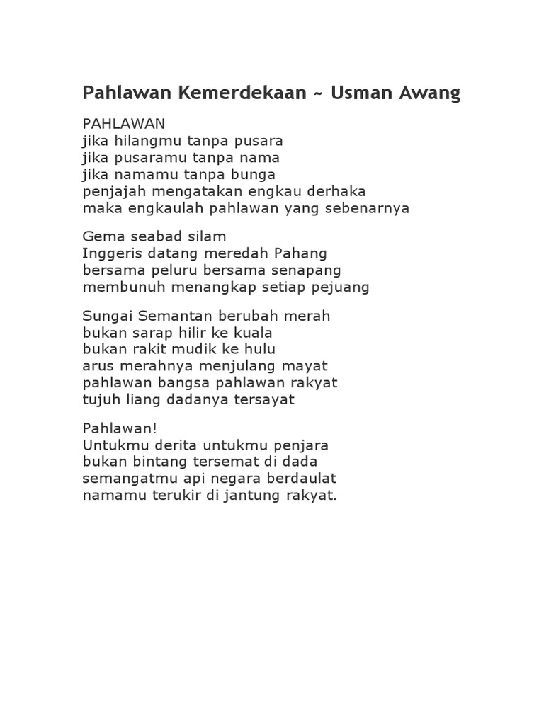 Detail Puisi Pahlawan Nasional Nomer 12