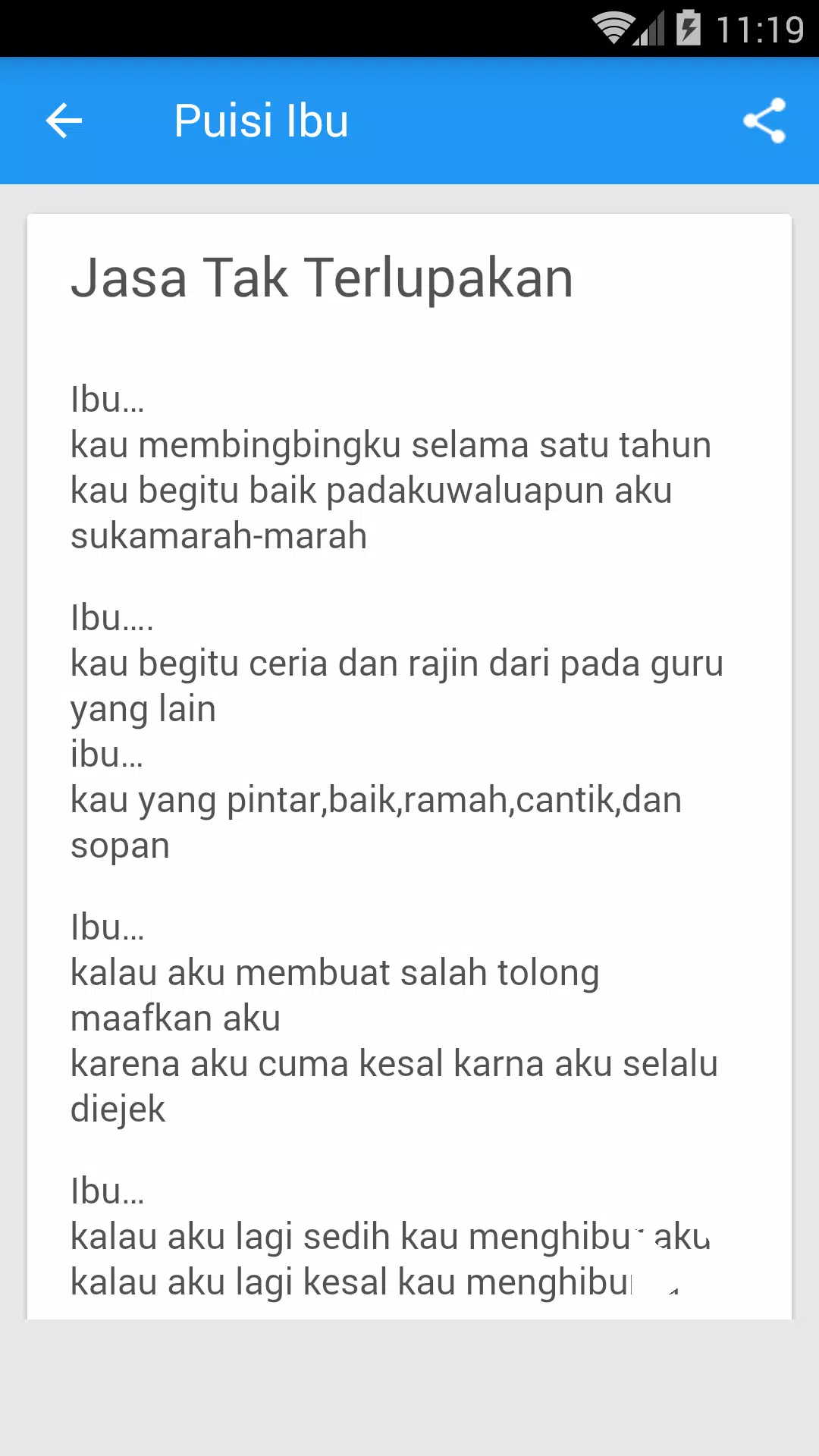 Detail Puisi Pendek Ibu Nomer 21