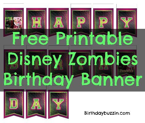 Disney Zombies Birthday Banner - KibrisPDR