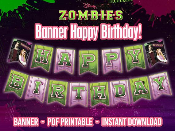 Detail Disney Zombies Birthday Banner Nomer 4