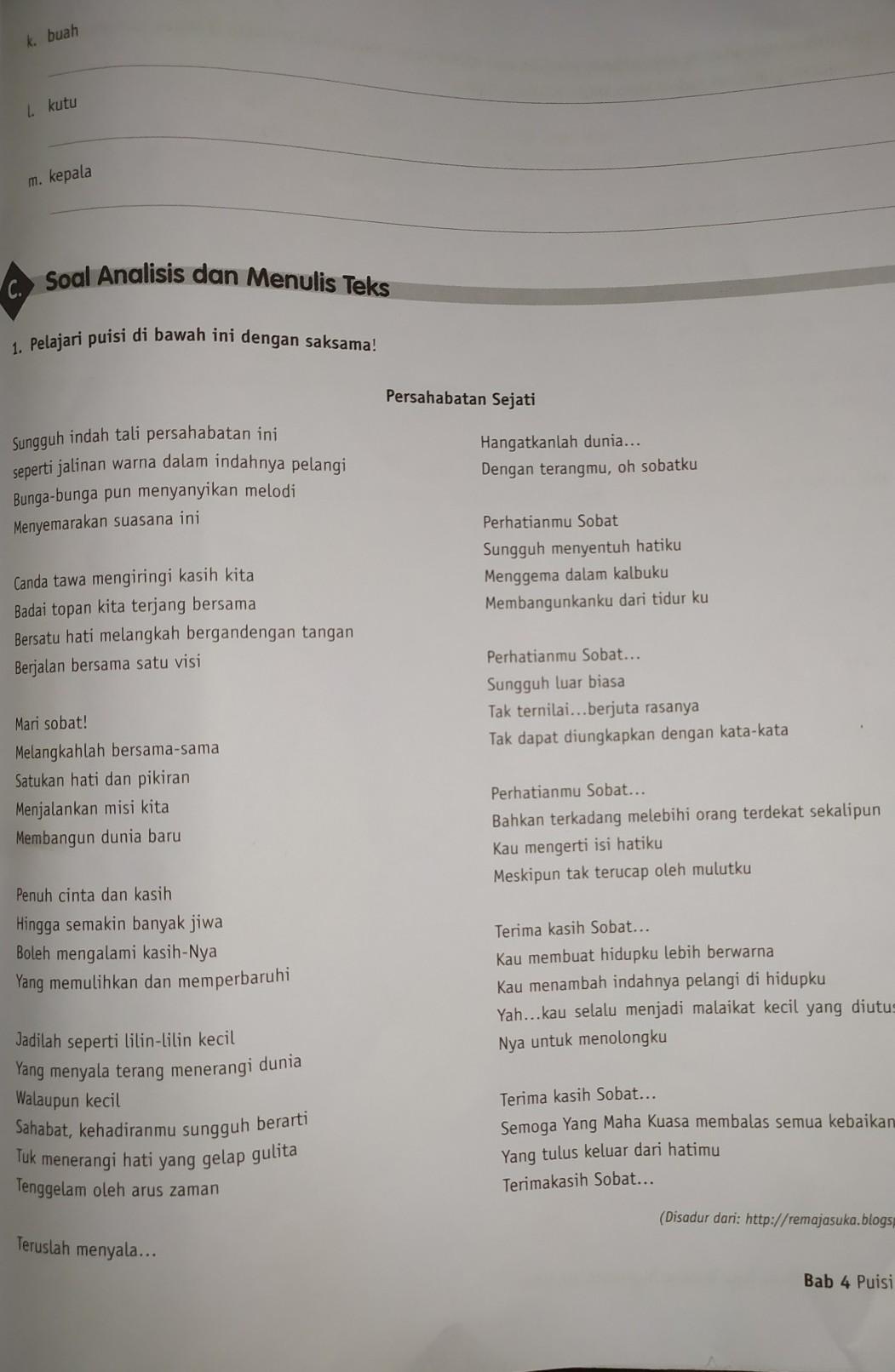 Detail Puisi Persahabatan Sejati Nomer 14