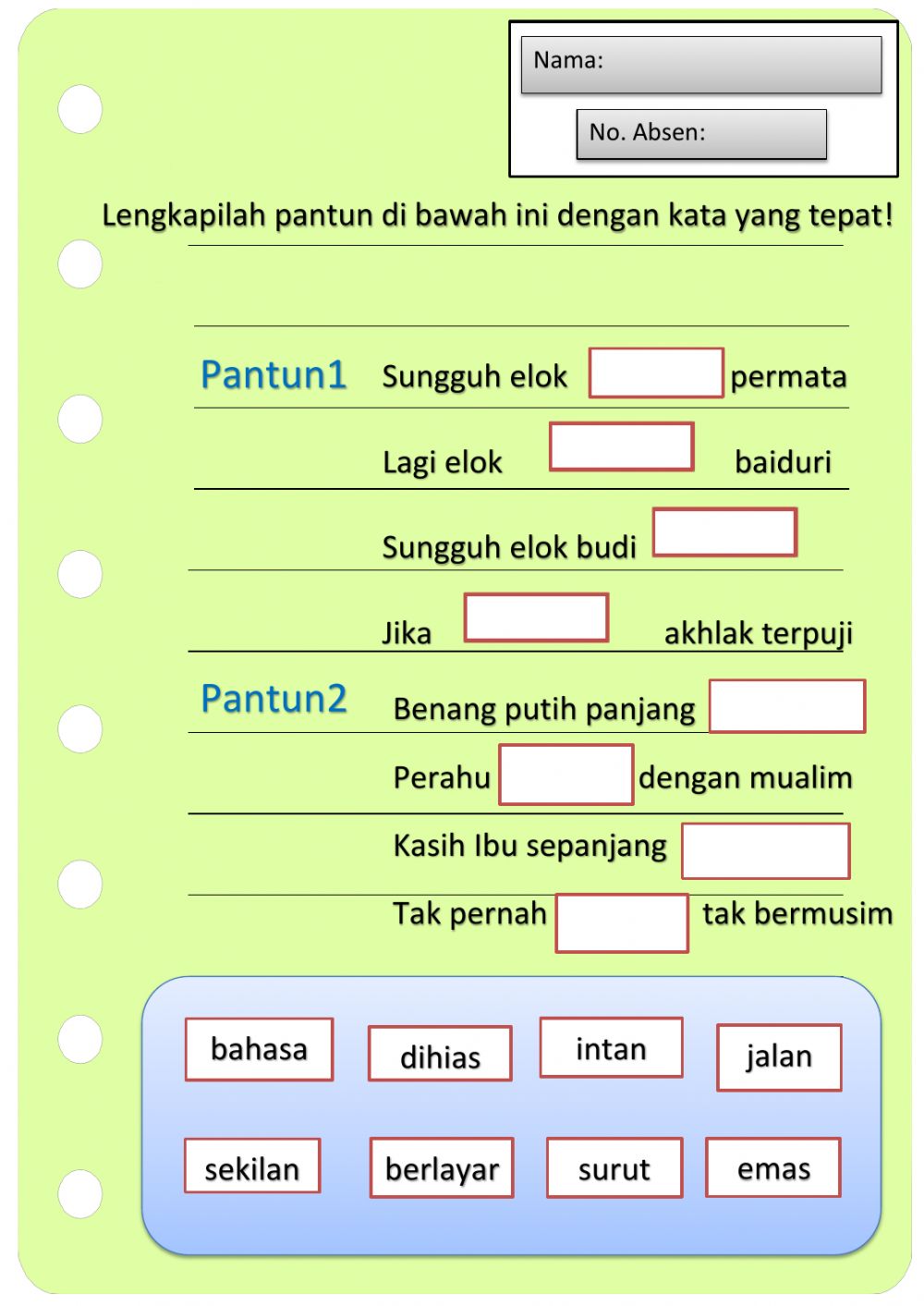 Detail Puisi Rakyat Kelas 7 Nomer 33