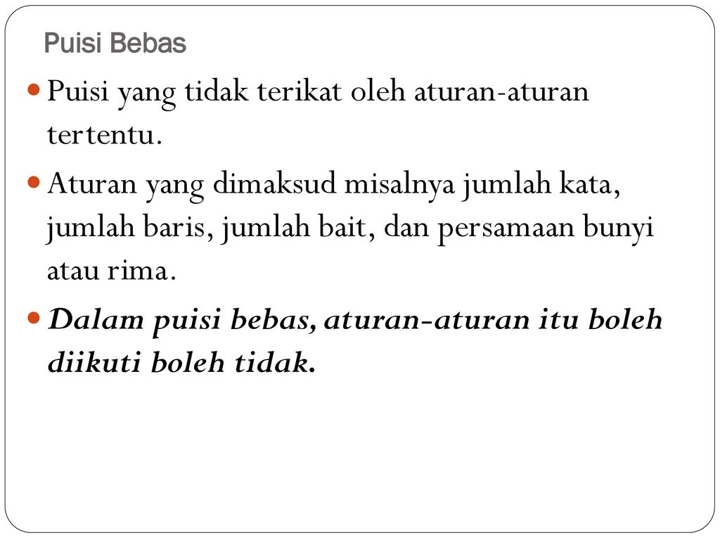 Detail Puisi Rima Bebas Nomer 9