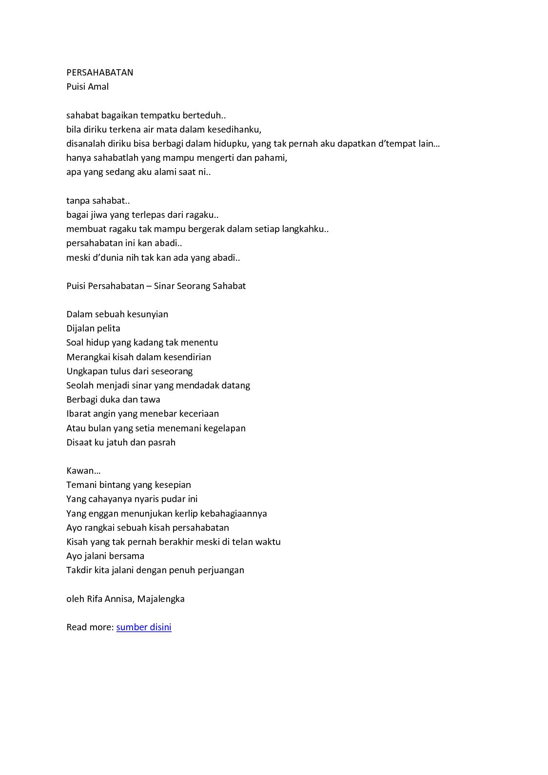 Detail Puisi Sahabat Pendek Nomer 14