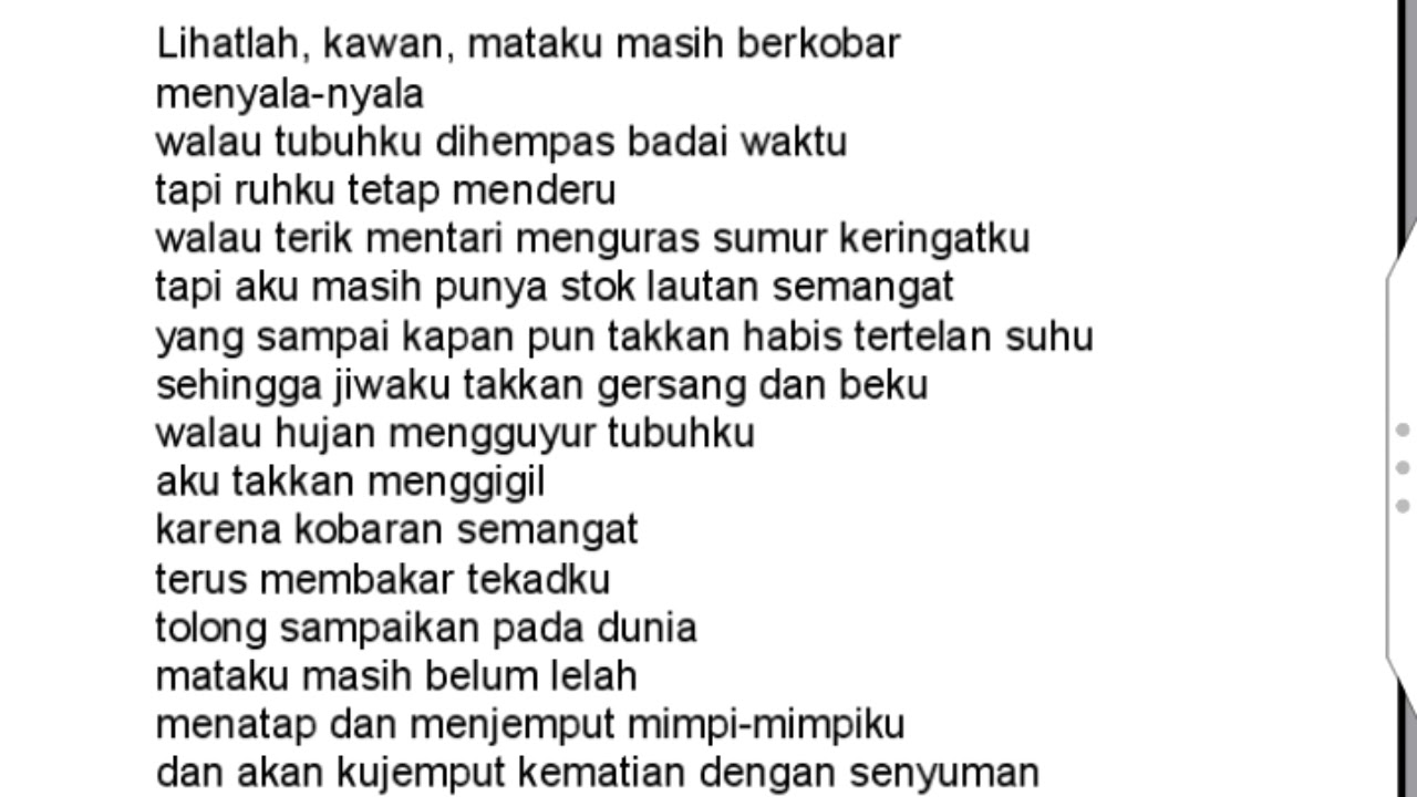 Detail Puisi Semangat Karya Chairil Anwar Nomer 52