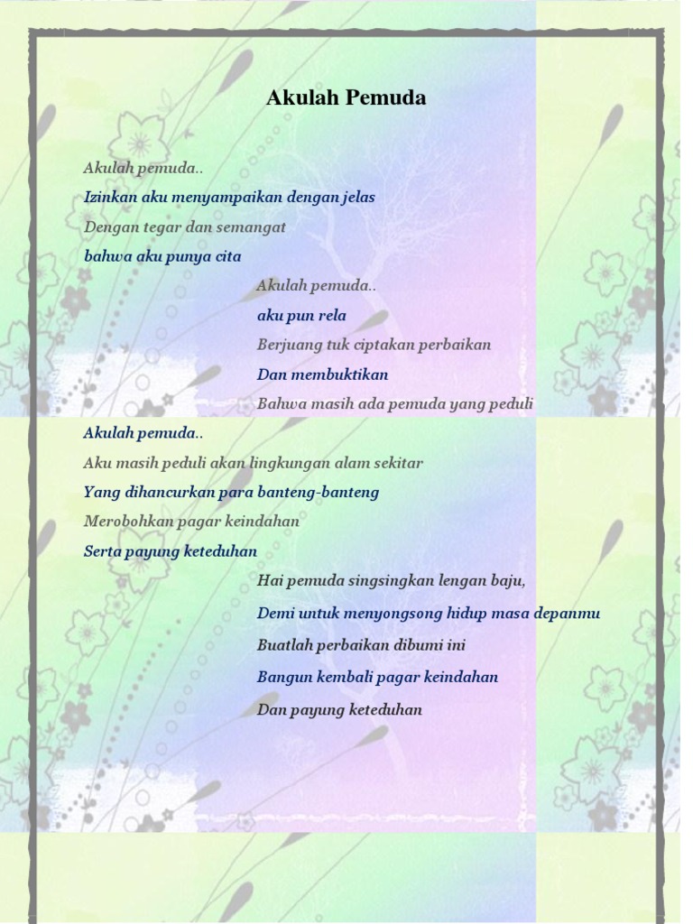 Detail Puisi Semangat Pemuda Nomer 6
