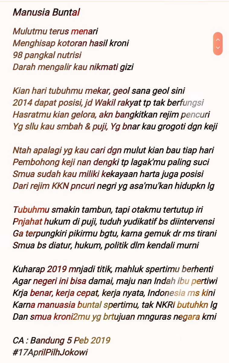 Detail Puisi Sindiran Politik Nomer 27