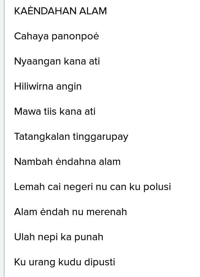 Detail Puisi Sunda Tentang Alam Nomer 6