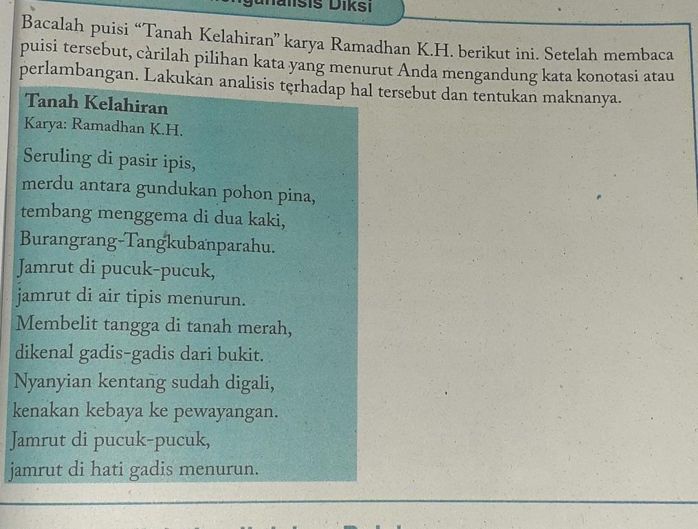 Detail Puisi Tanah Kelahiran Nomer 7