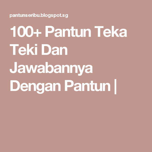 Detail Puisi Teka Teki Nomer 16