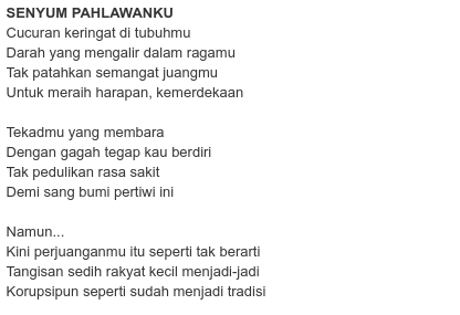 Detail Puisi Tema Kepahlawanan Nomer 7