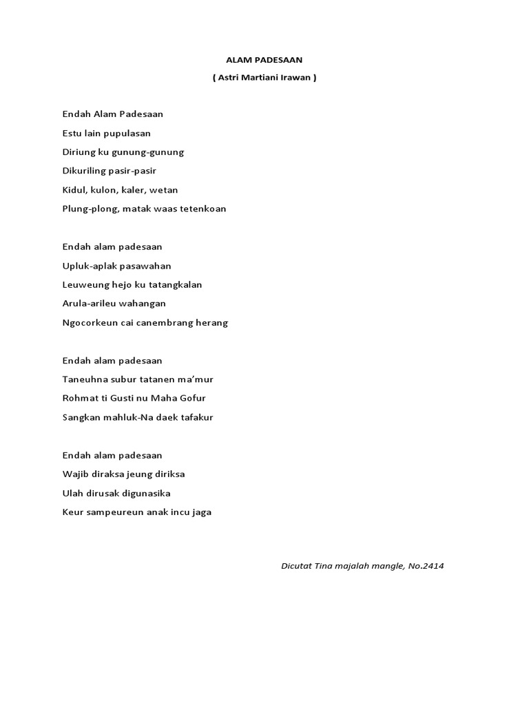 Detail Puisi Tentang Alam Pedesaan Nomer 35