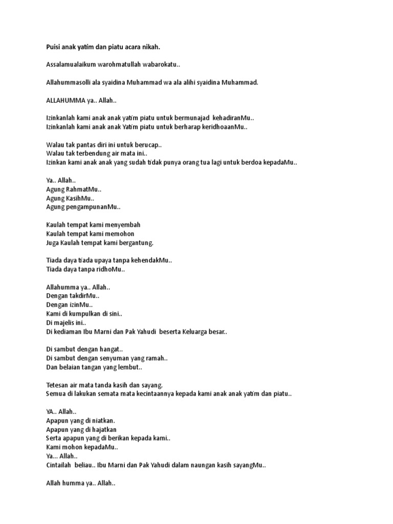 Detail Puisi Tentang Anak Yatim Nomer 24