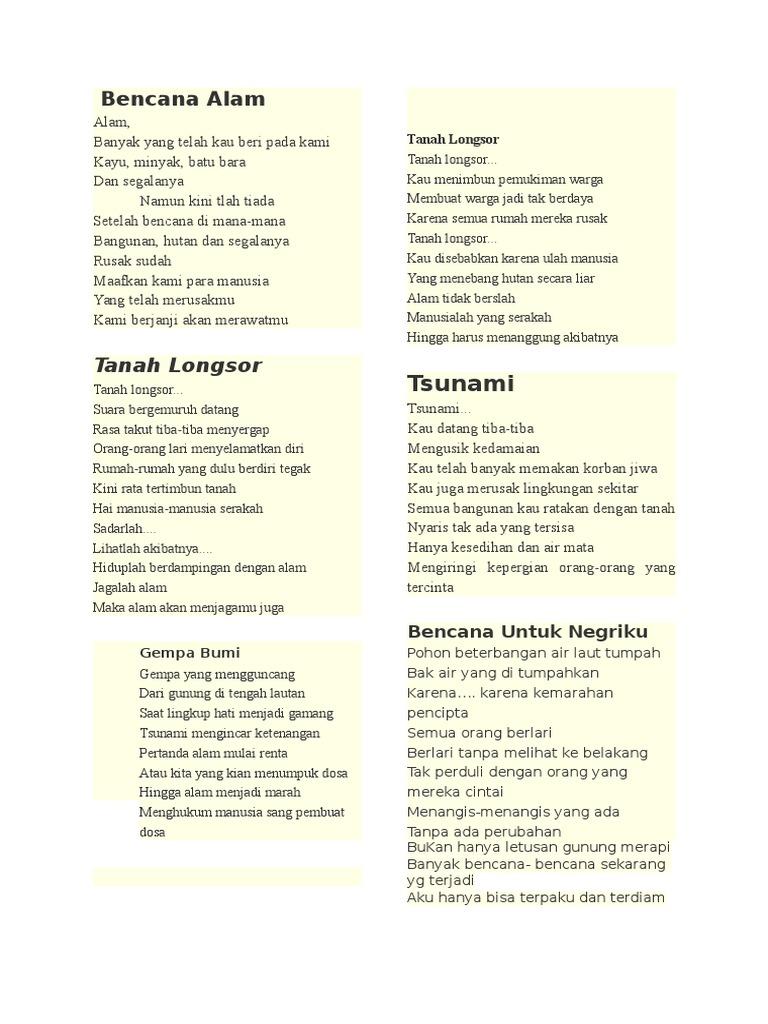 Detail Puisi Tentang Bencana Alam Gempa Nomer 24