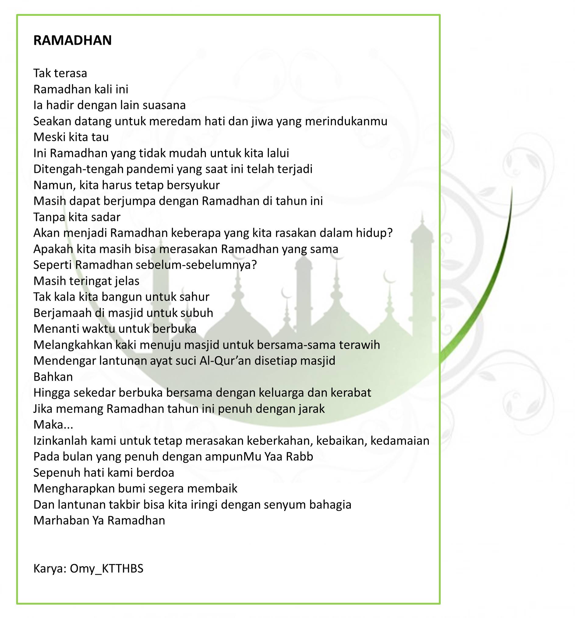 Detail Puisi Tentang Bulan Ramadhan Nomer 5