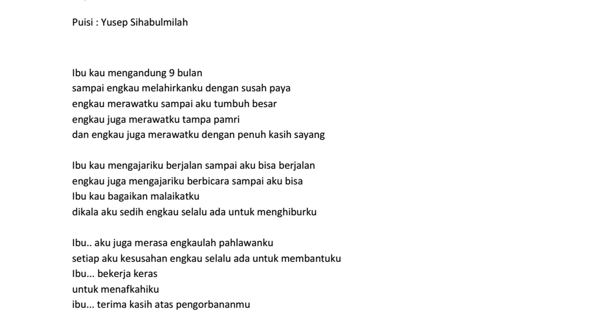 Detail Puisi Tentang Kasih Sayang Ibu Nomer 24