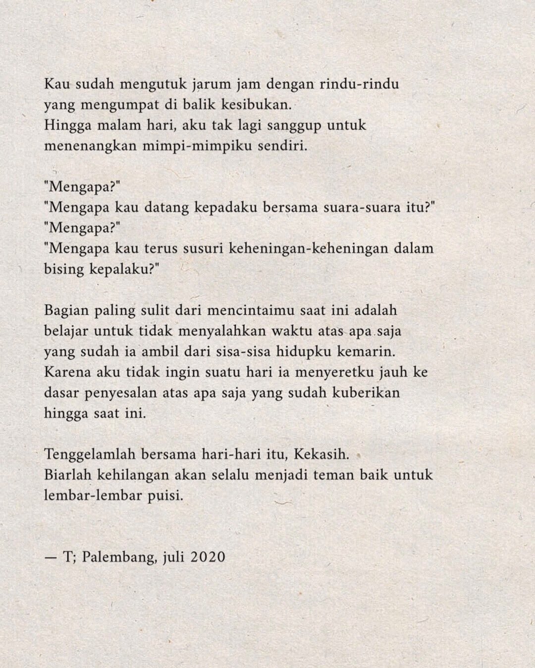 Detail Puisi Tentang Kehilangan Kekasih Nomer 28