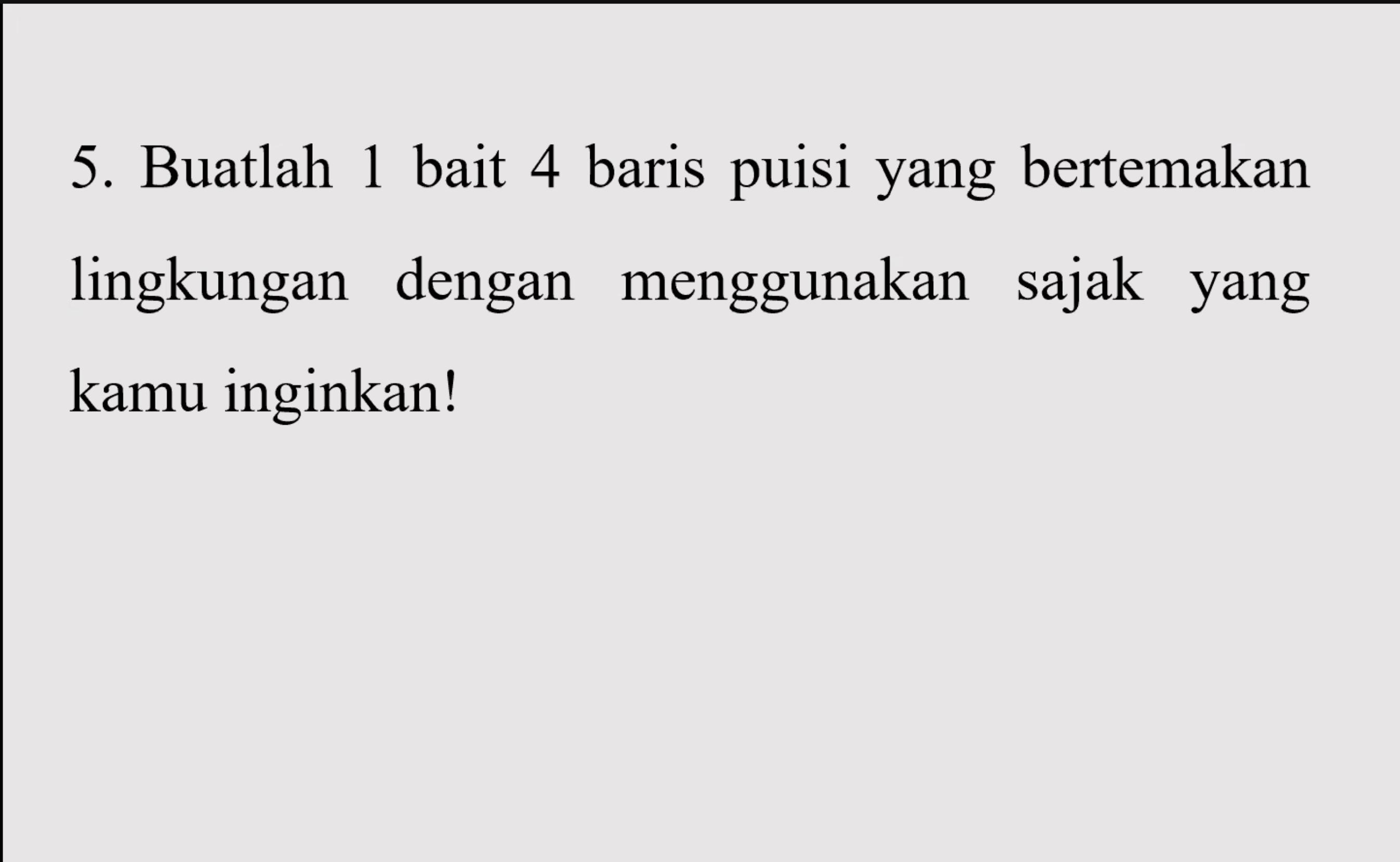 Detail Puisi Tentang Lingkungan Bersih 3 Bait Nomer 39