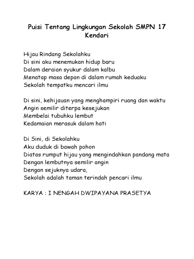 Detail Puisi Tentang Lingkungan Sekitar Rumah Nomer 10