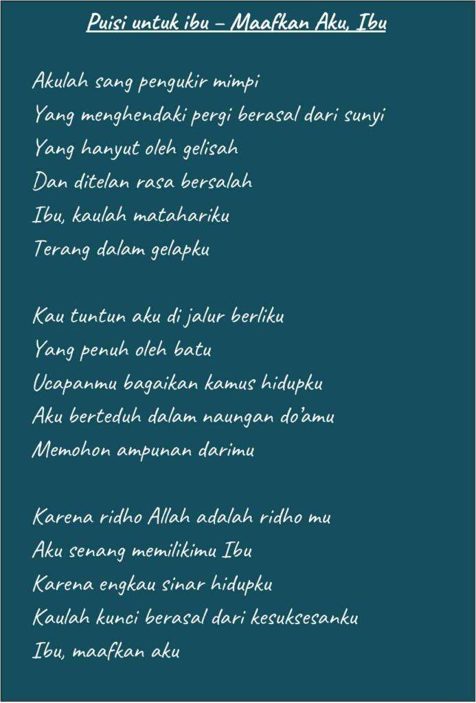 Detail Puisi Terimakasih Ibu Nomer 10