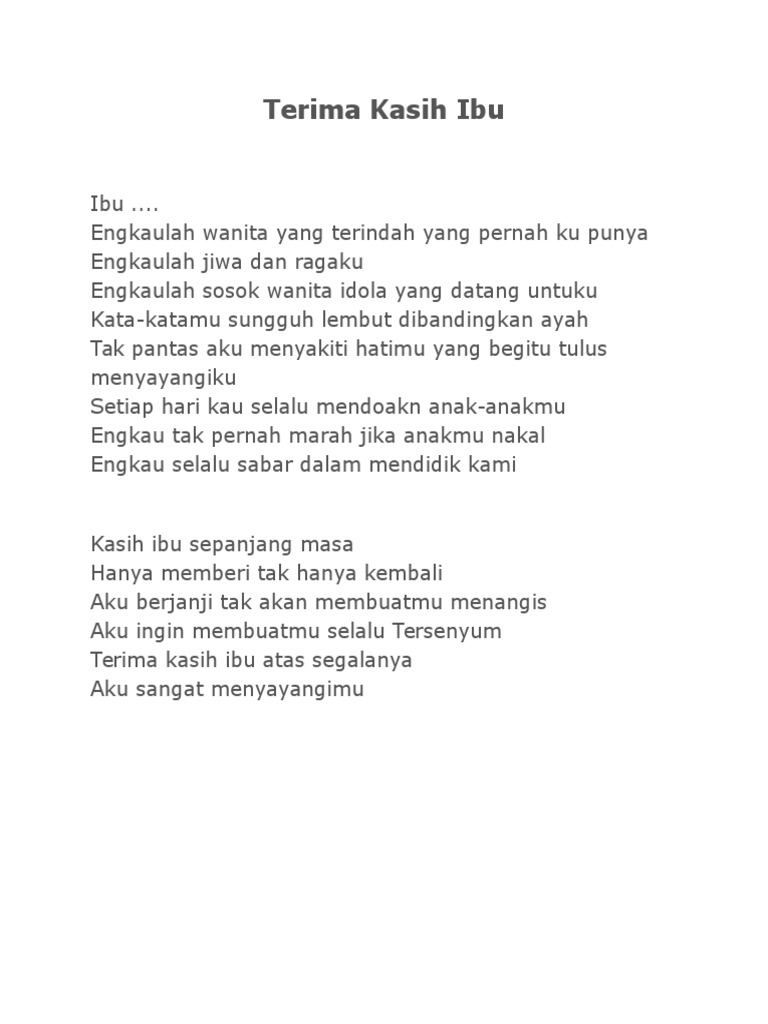 Detail Puisi Terimakasih Ibu Nomer 22
