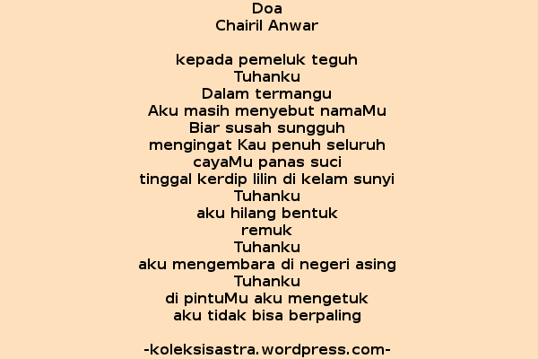 Detail Puisi Tuhan Chairil Anwar Nomer 9