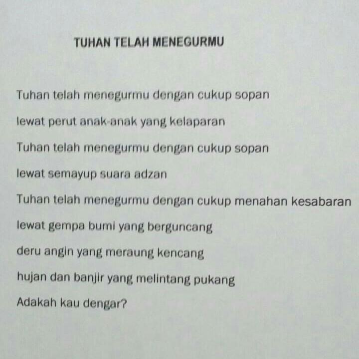 Detail Puisi Tuhan Telah Menegurmu Nomer 2